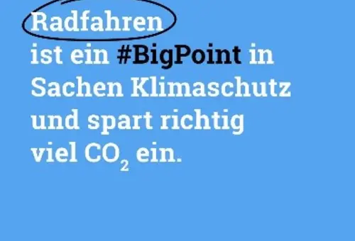 Kachel: Radfahren ist ein #BigPoint in Sachen Klimaschutz und spart richtig viel CO2 ein. 