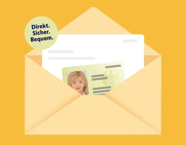 Stylisiertes Bild eines Ausweises in einem Briefumschlag