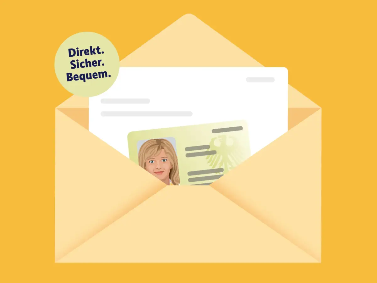 Stylisiertes Bild eines Ausweises in einem Briefumschlag