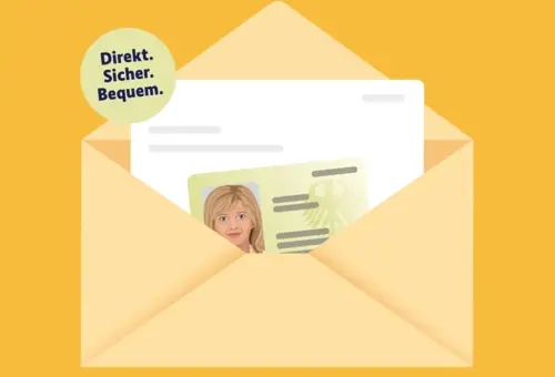 Stylisiertes Bild eines Ausweises in einem Briefumschlag