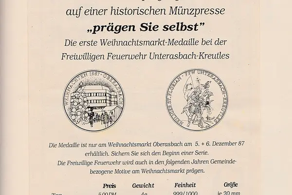 Erstmals 1987 die Attraktion am Stand der Freiwilligen Feuerwehr: eine historische Münzpresse