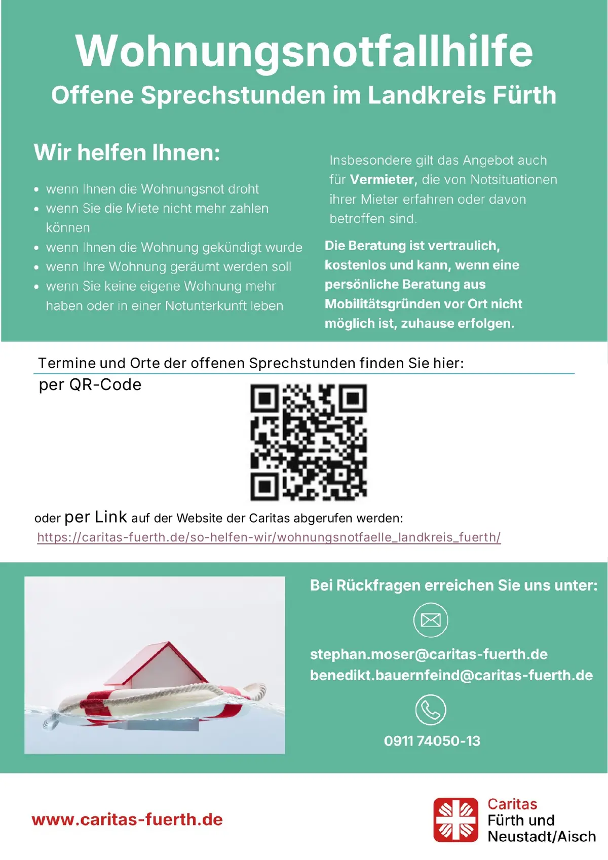 Flyer mit Kerninfos, Link und QR-Code