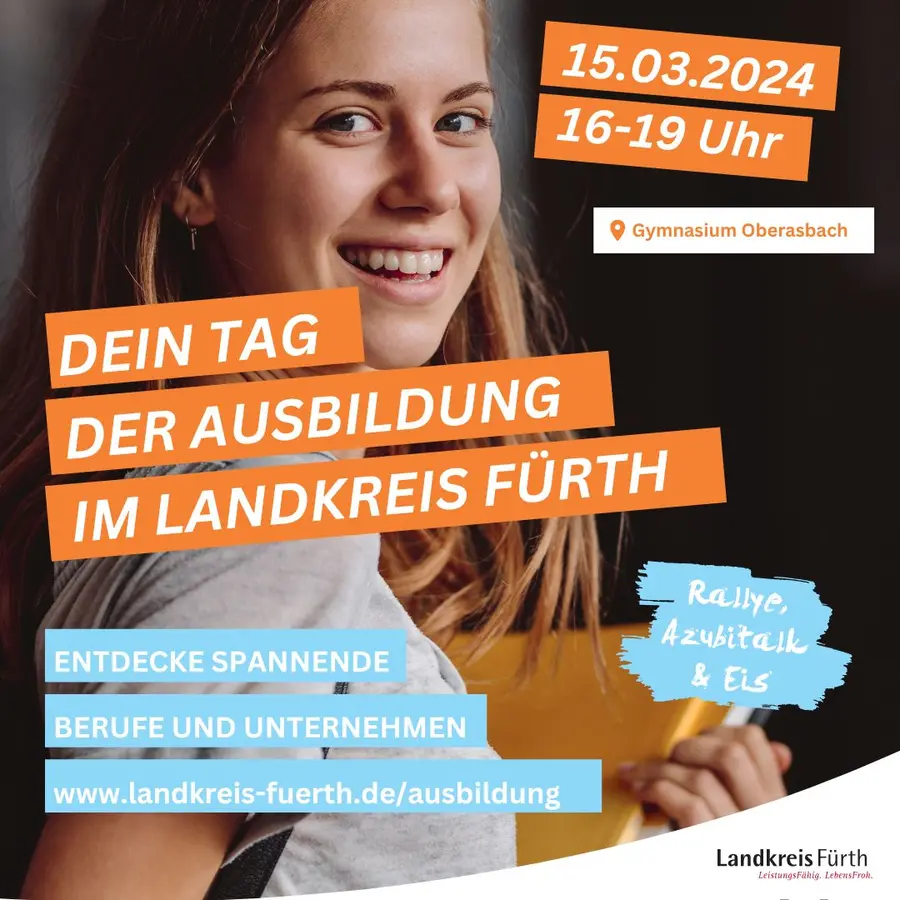 Plakat zum Berufsinformationstag, Titel "Dein Tag der Ausbildung im Landkreis Fürth"