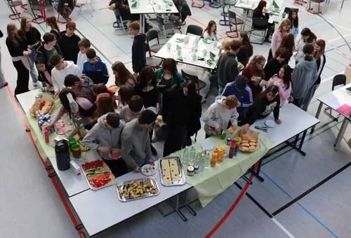 Vogelperspektive auf Buffet 