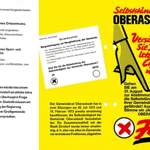 Gelber Flyer mit dem Titel Selbständigkeit Oberasbach Versäumen sie ihre Chance nicht!