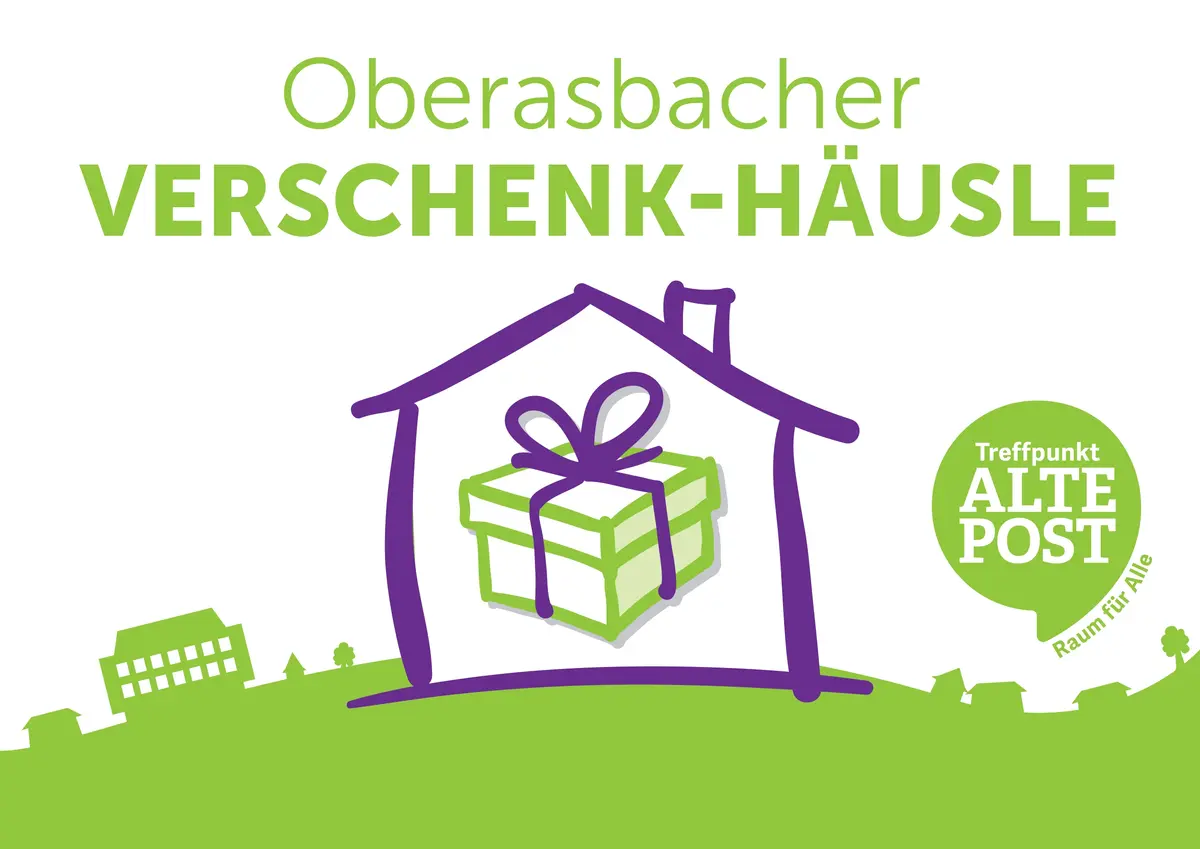 Skizzenhaft gezeichnete Umrisse eines Haus. In der Mitte eine Paket mit Schleife als Symbol für ein Geschenk. 