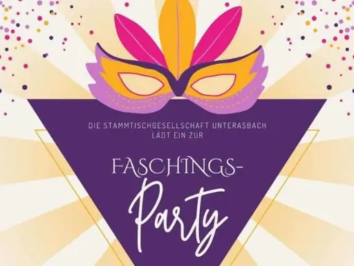 Plakta mit Einladung zur Faschingsparty der Stammtischgesellschaft Unterasbach