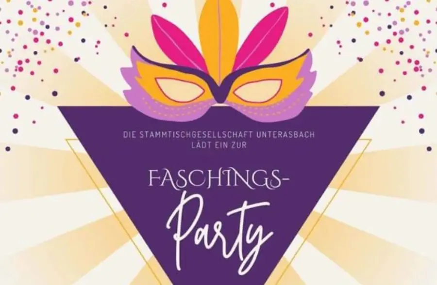 Plakta mit Einladung zur Faschingsparty der Stammtischgesellschaft Unterasbach