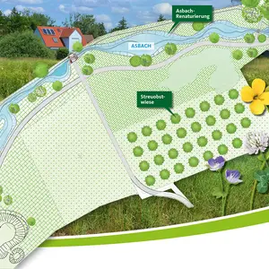 Landkarte mit Gestaltungsmerkmalen des Asbachs