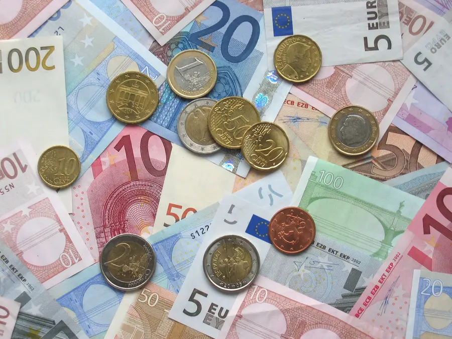 Gemischte Euro-Noten und -Münzen