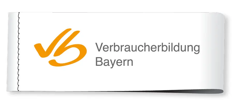 gelbes kleines v und b, daneben der Text "Verbraucherbildung Bayern"
