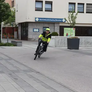 Huber auf dem neuen Dienstrad