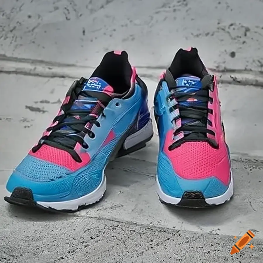 Ein Paar blau-pinke Sportsneaker 