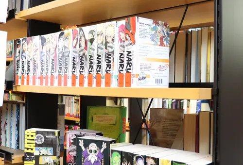 Manga-Bücher im Regal der Stadtbücherei